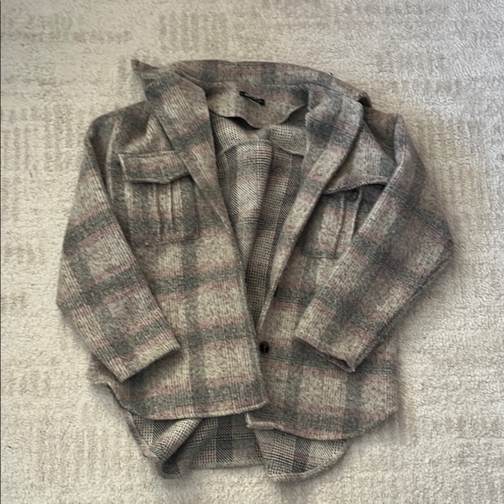 Plaid Wool Blend Jacket